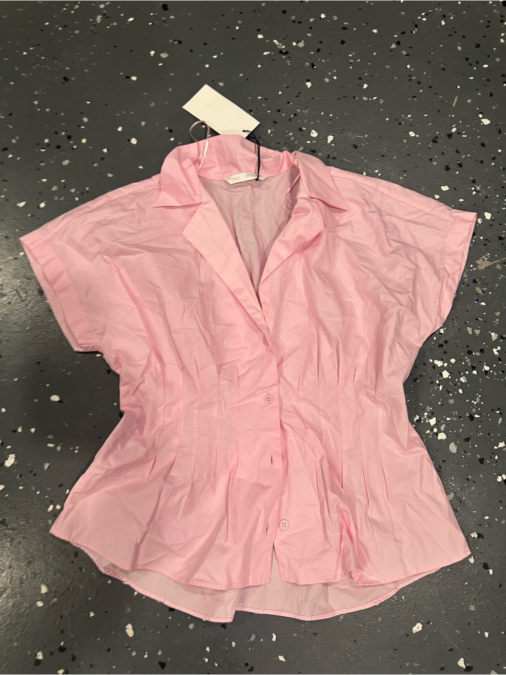 Zara Light Pink Short Sleeve Button-Up Blouse - Picture 3 of 4